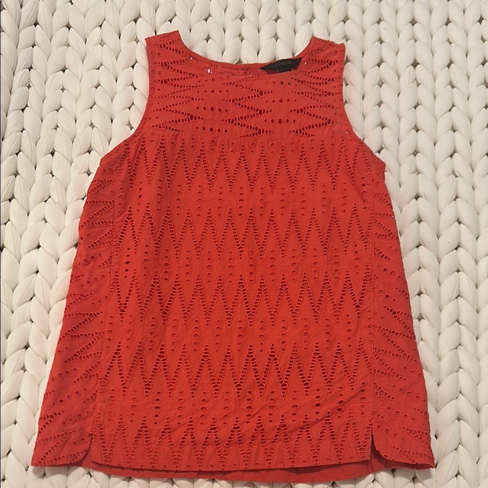 Sleeveless Red Eyelet Top